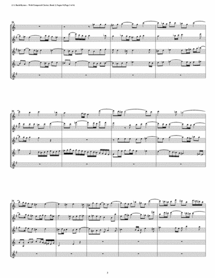 Fugue 08 from Well-Tempered Clavier, Book 2 (Saxophone Quintet) image number null