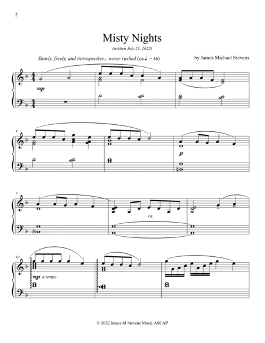 Misty Nights Misty Nights Piano Solo scores gallery preview page 2