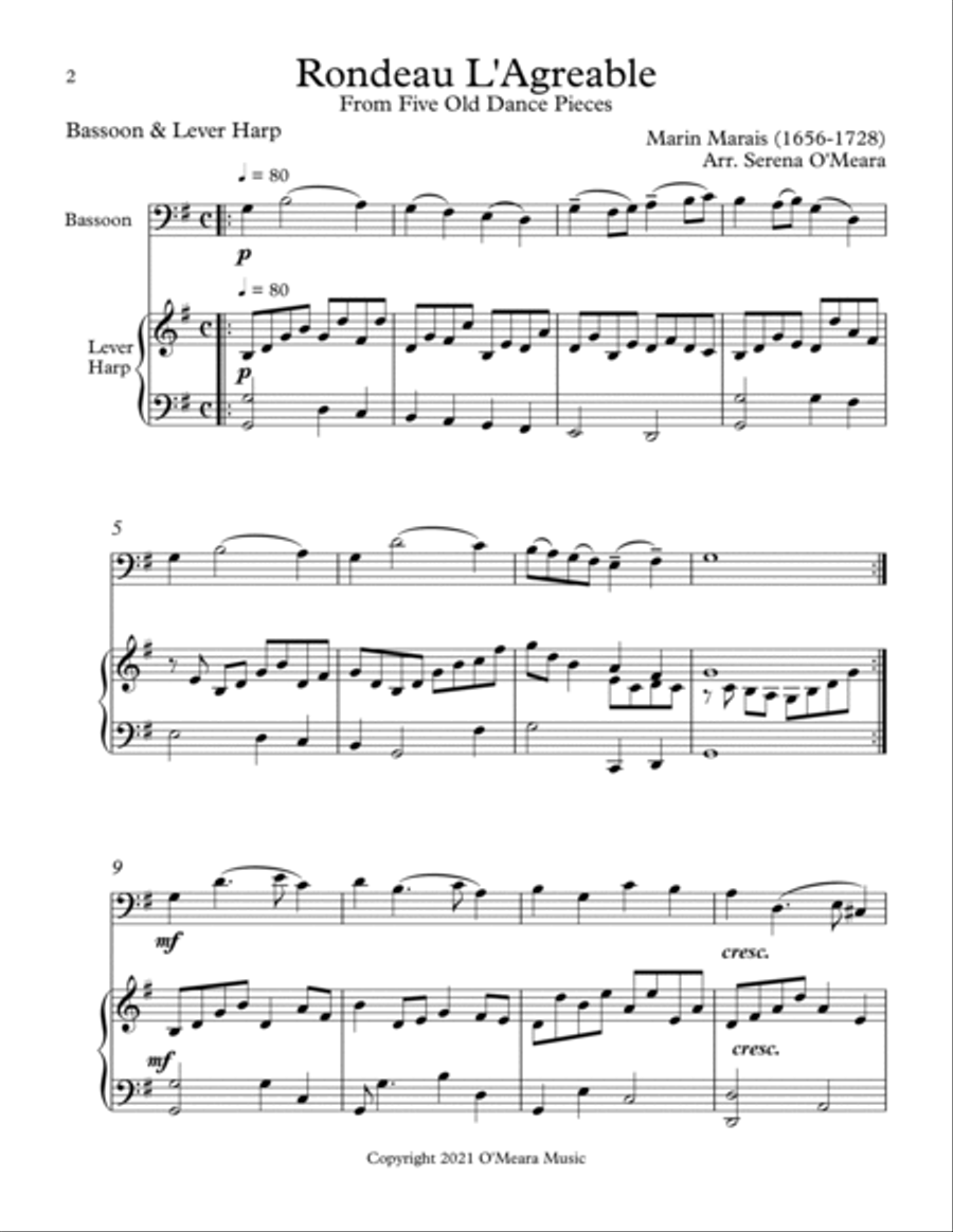 Rondeau L’Agreable, Duet for Bassoon & Lever Harp