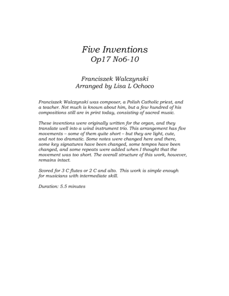 Five Inventions Op17 No6-10 for Flute Trio image number null