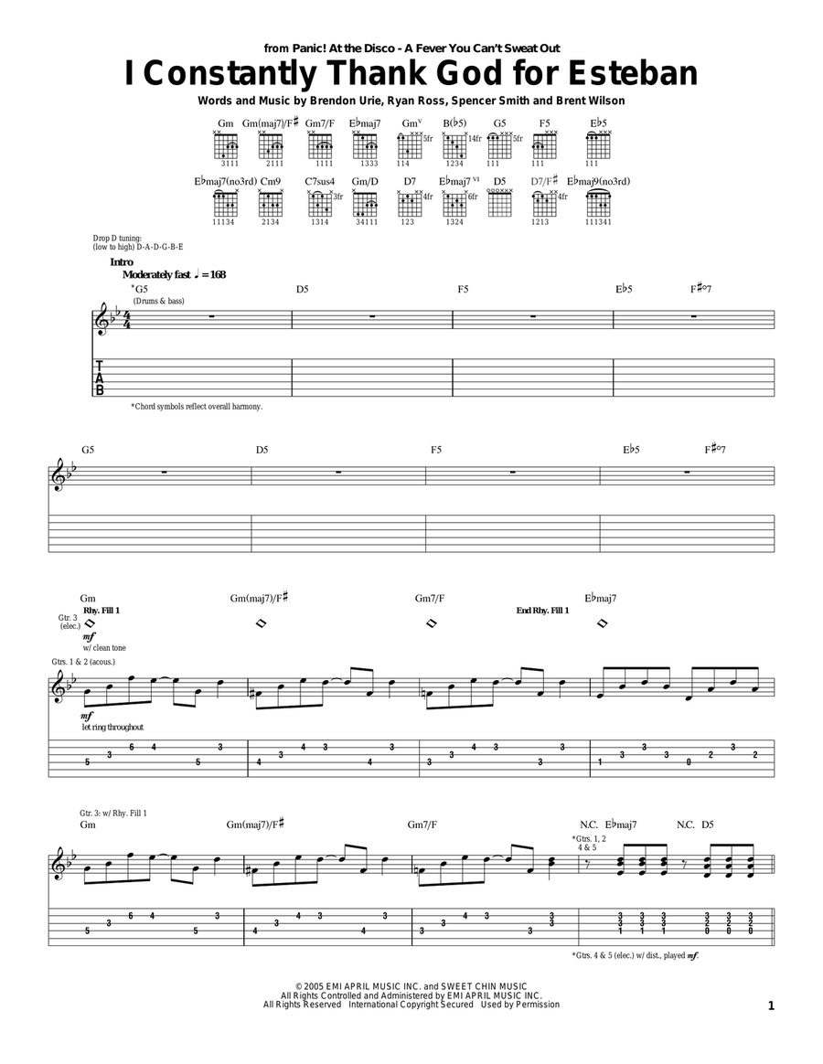 I Constantly Thank God For Esteban Acoustic Guitar scores gallery preview page 1