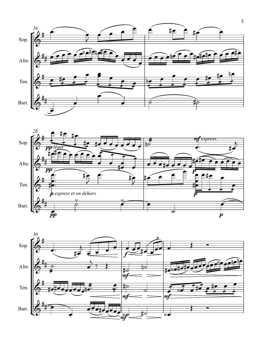 Maurice Ravel - String Quartet in F major I. Allegro moderato – très doux arranged for Saxophone Woodwind Quartet scores gallery preview page 3