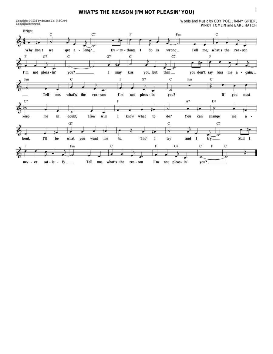 What's The Reason (I'm Not Pleasin' You) Guitar scores gallery preview page 1