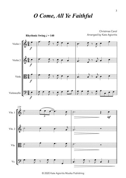 O Come All Ye Faithful - Jazz Arrangement in 5/4 for String Quartet image number null