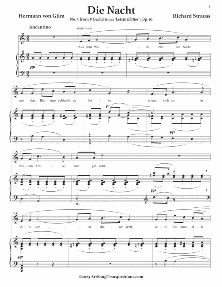 STRAUSS: Die Nacht, Op. 10 no. 3 (transposed to C major)