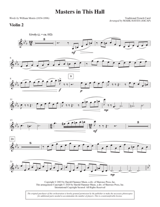 Masters in This Hall (arr. Mark Hayes) - Violin 2