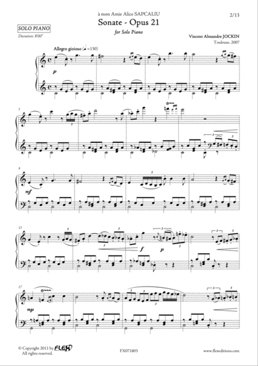Sonate, Opus 21 Piano Solo scores gallery preview page 2