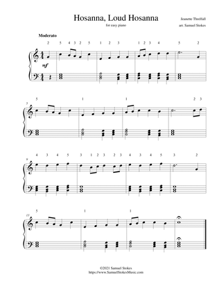 Hosanna, Loud Hosanna - for easy piano