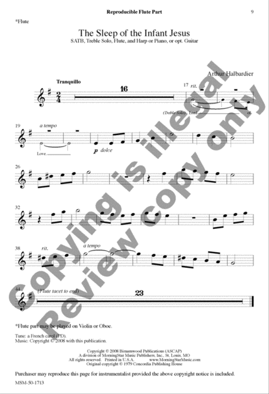 The Sleep of the Infant Jesus 4-Part scores gallery preview page 9