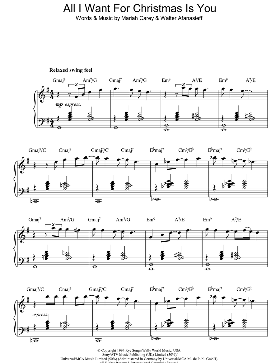 All I Want For Christmas Is You Piano Solo scores gallery preview page 1