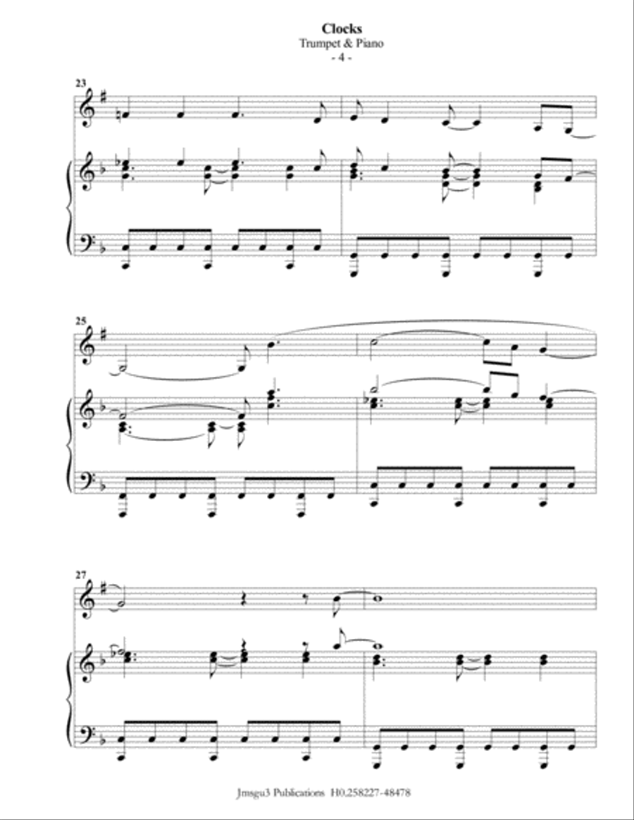 Clocks B-Flat Trumpet scores gallery preview page 4