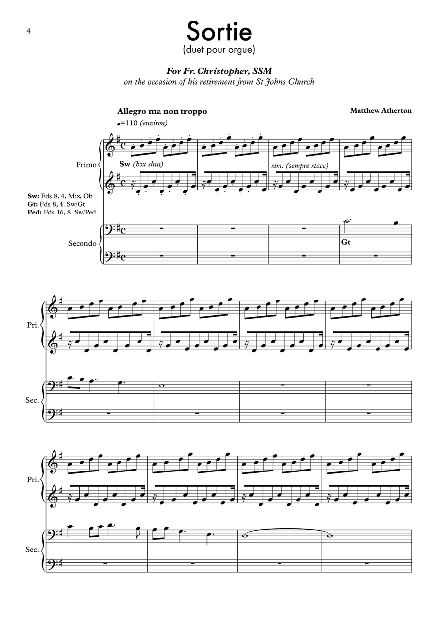 Sortie (for Fr. Christopher, SSM) Organ Solo scores gallery preview page 4