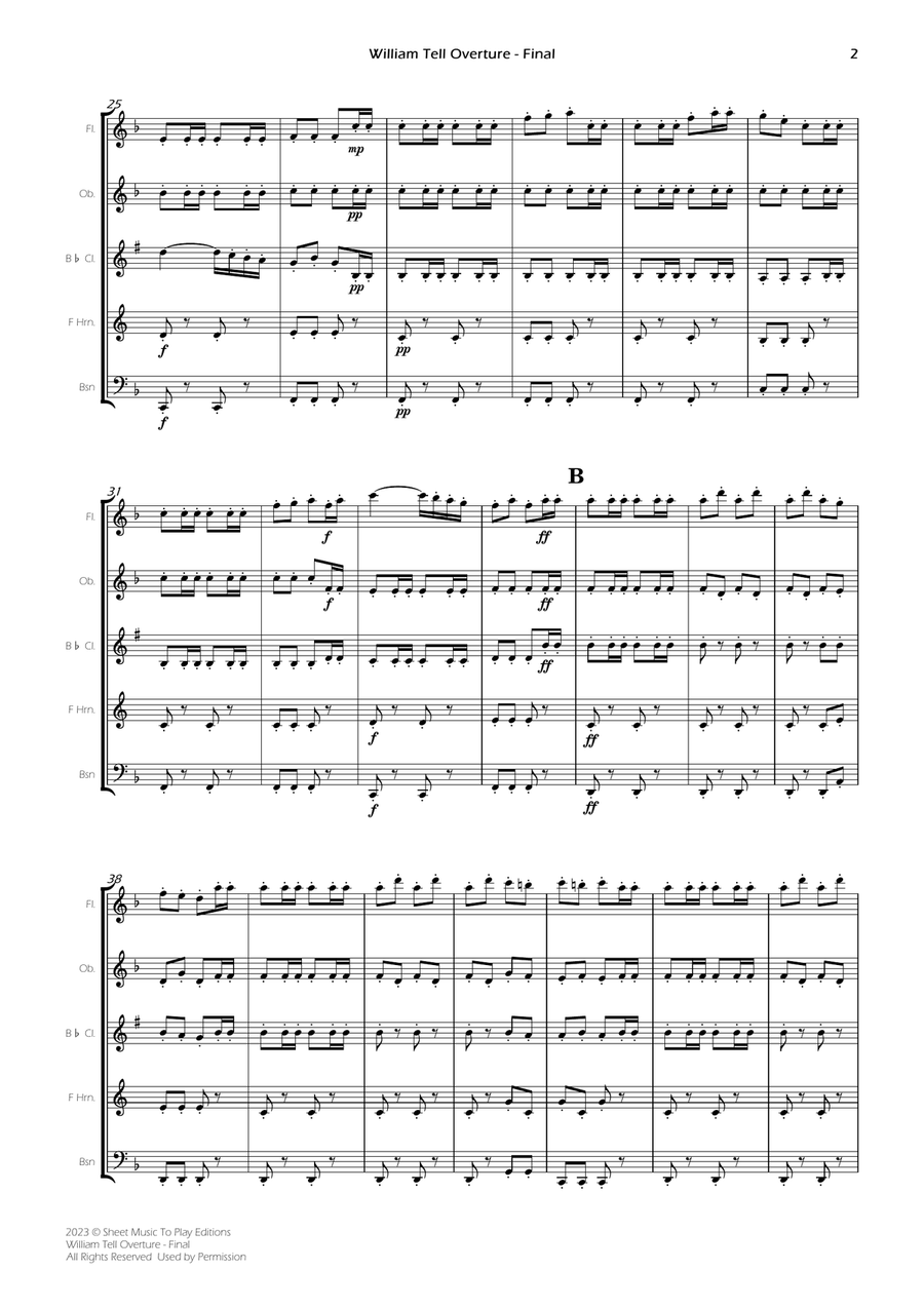William Tell Overture - Wind Quintet (Full Score) - Score Only Woodwind Quintet scores gallery preview page 4