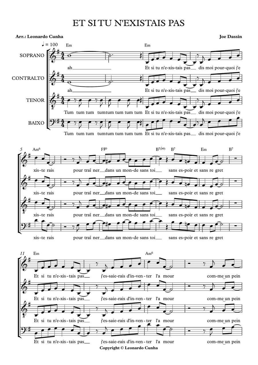 Ei Si Tu N'existais Pas Ei Si Tu N'existais Pas 4-Part scores gallery preview page 1