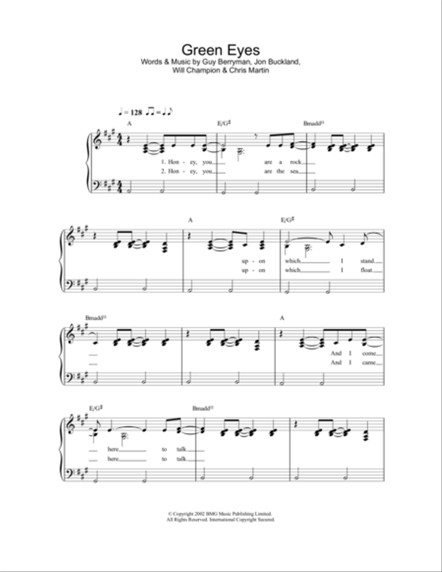 Green Eyes Easy Piano scores gallery preview page 1