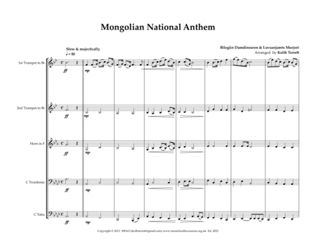 Mongolian National Anthem for Brass Quintet image number null