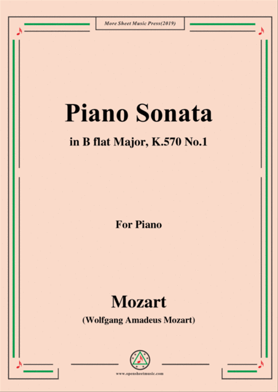 Mozart-Piano Sonata in B flat Major,K.570,No.1 Piano Solo scores gallery preview page 1