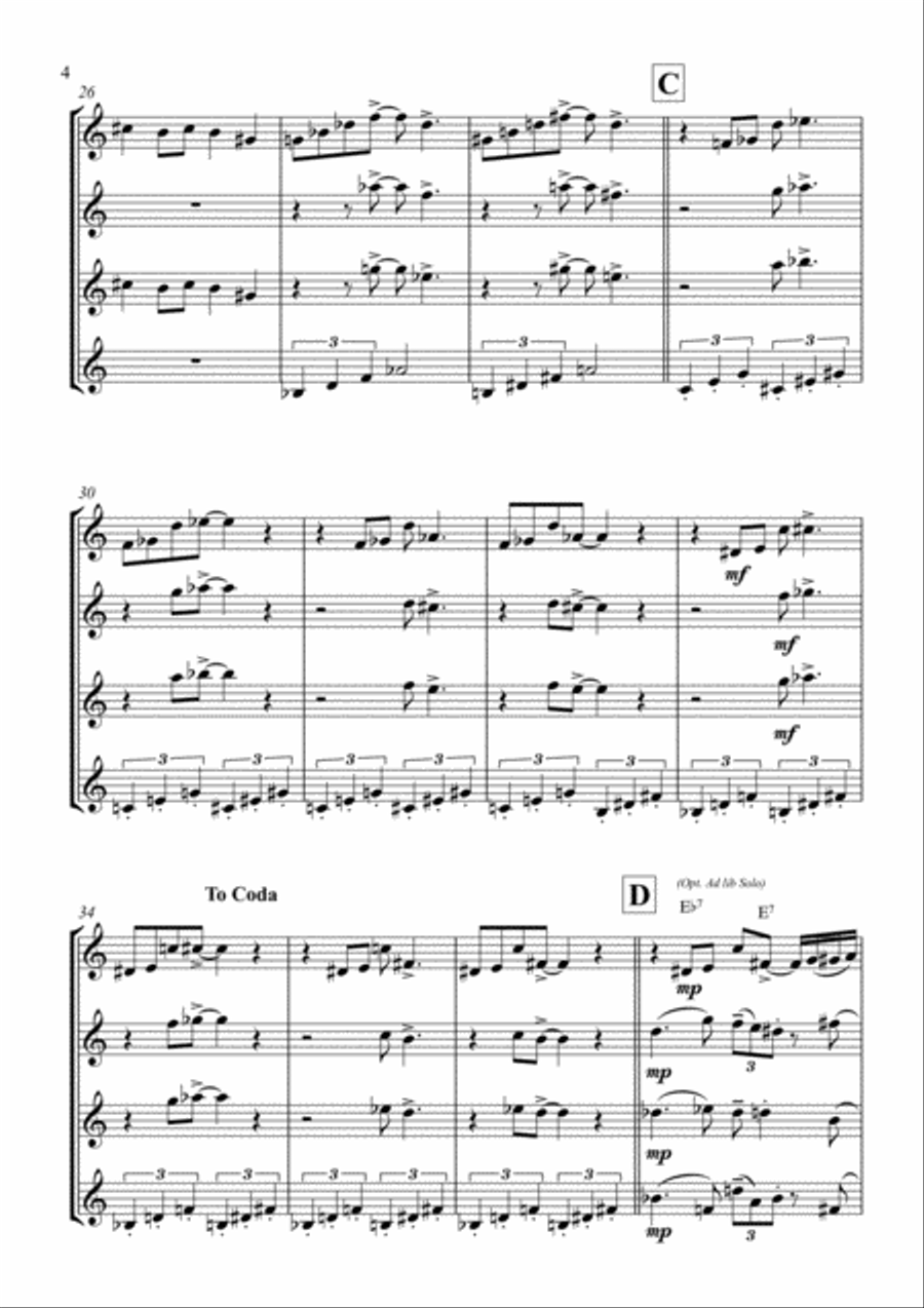 Epistrophy Woodwind Quartet scores gallery preview page 4
