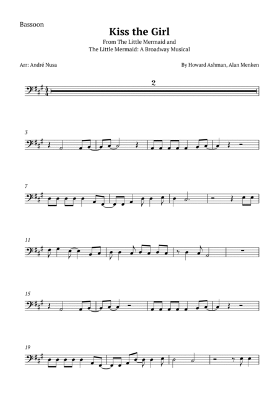 Kiss The Girl Bassoon scores gallery preview page 6