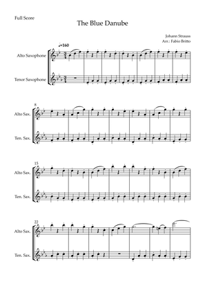 Blue Danube (Waltz by Johann Strauss) for Alto Saxophone & Tenor Saxophone Duo