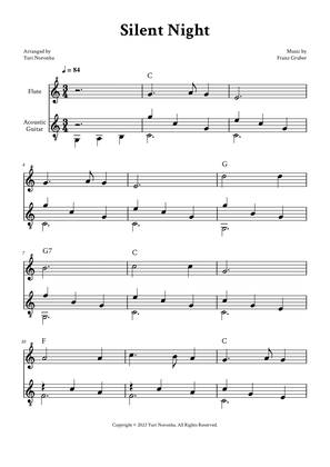 Silent Night - For Flute and Acoustic Guitar Duet (with chords)