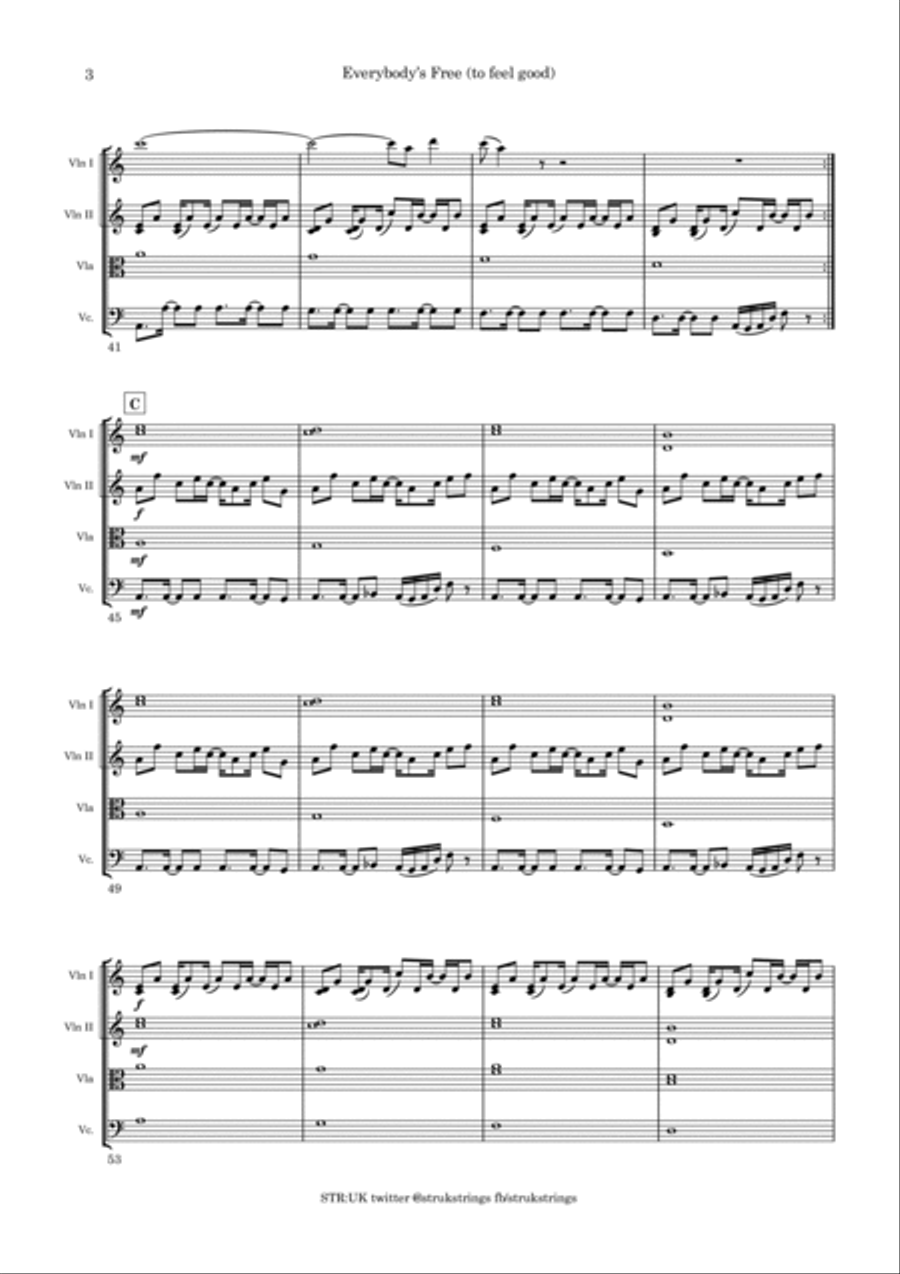 Everybody's Free (to Feel Good) String Quartet scores gallery preview page 4