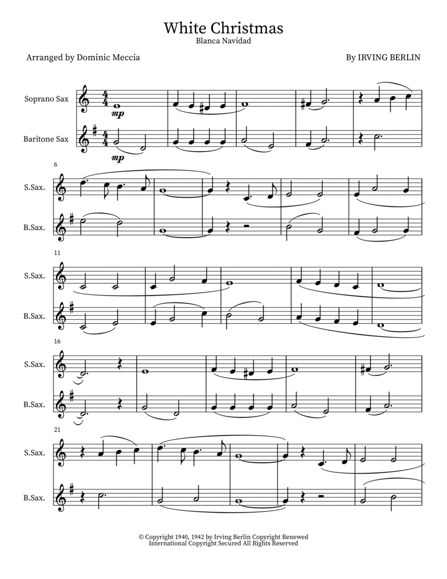 White Christmas Woodwind Duet scores gallery preview page 1