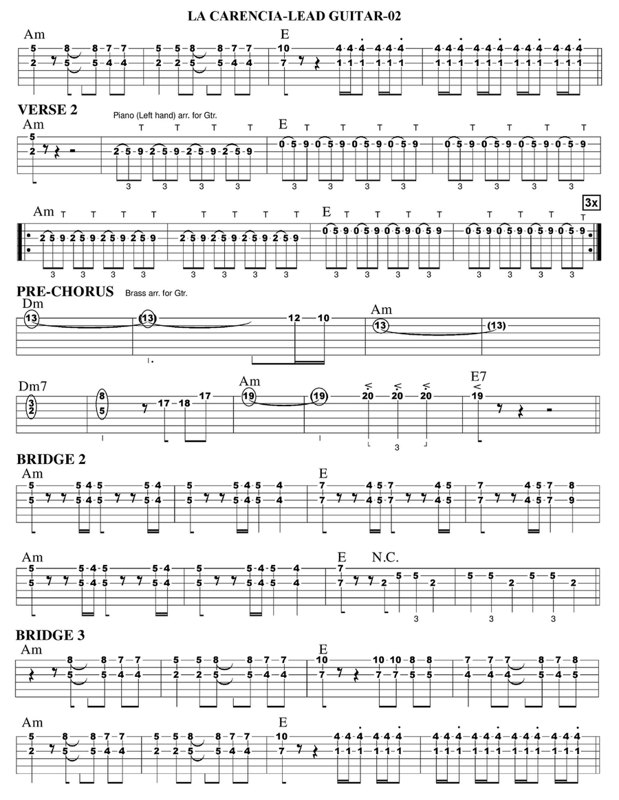 La Carencia Guitar Tablature scores gallery preview page 2
