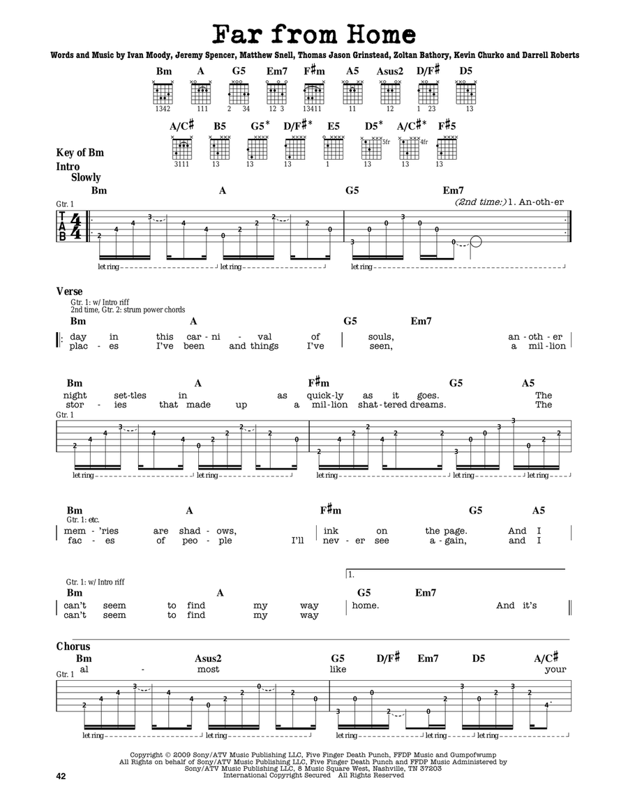 Far From Home Far From Home Electric Guitar scores gallery preview page 1