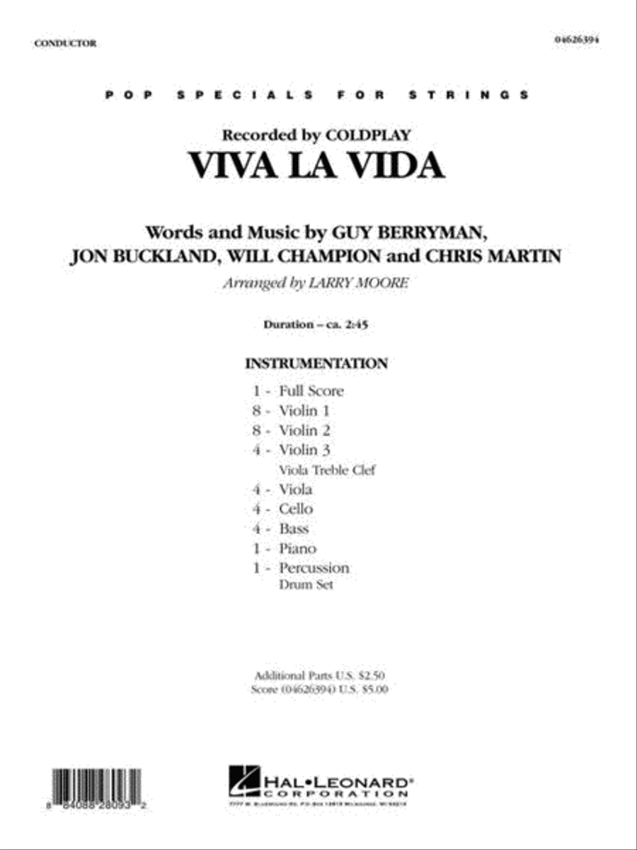 Viva La Vida String Orchestra scores gallery preview page 3