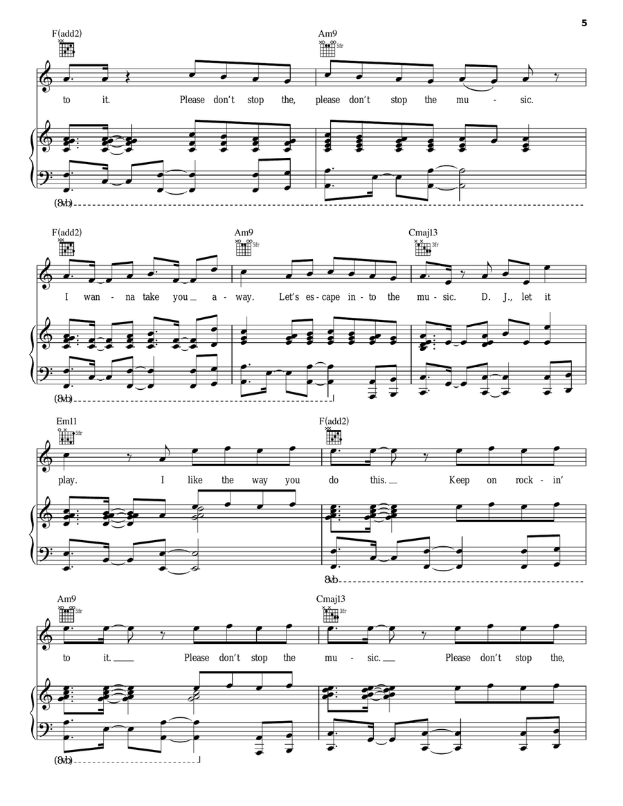 Don't Stop The Music Piano, Vocal, Guitar scores gallery preview page 5