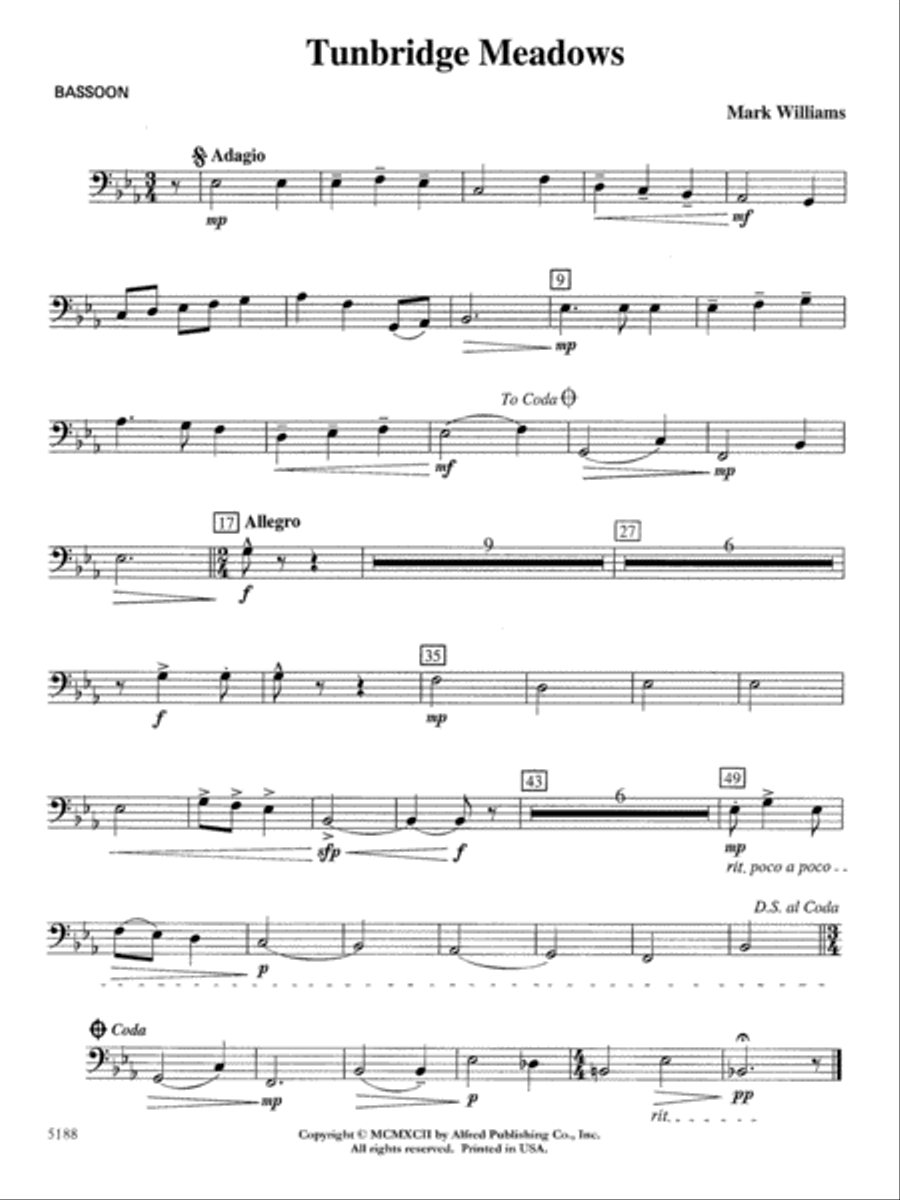 Tunbridge Meadows: Bassoon Concert Band scores gallery preview page 1