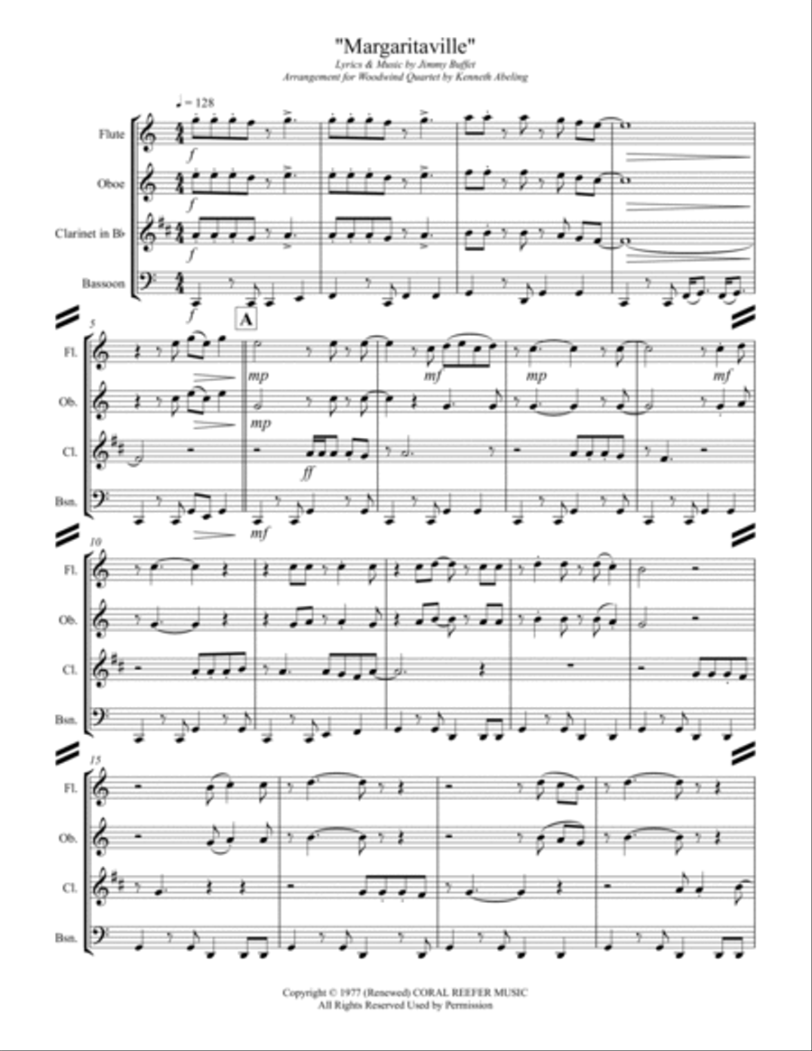 Margaritaville Woodwind Quartet scores gallery preview page 2