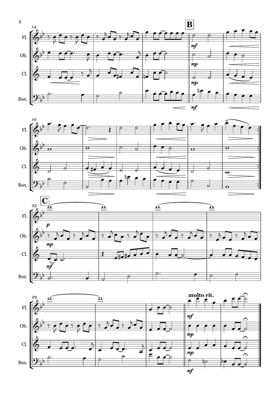 Yesterday Woodwind Quartet scores gallery preview page 2