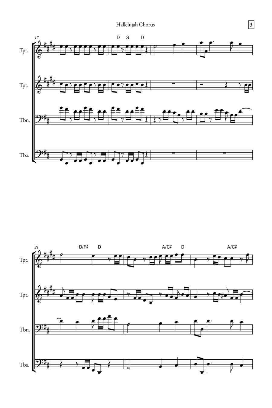 Hallelujah Chorus Brass Quartet scores gallery preview page 3