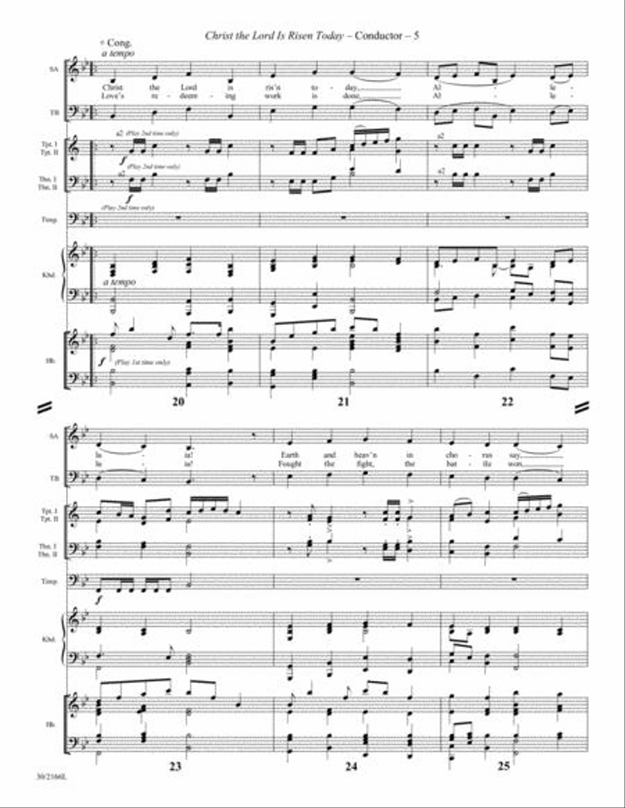 Christ the Lord Is Risen Today - Brass and Timpani Score/Parts Choir scores gallery preview page 6