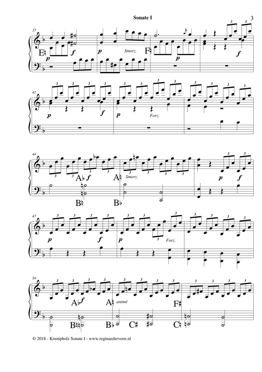 Sonate I by J.B. Krumpholz - pedal harp solo Pedal Harp scores gallery preview page 3