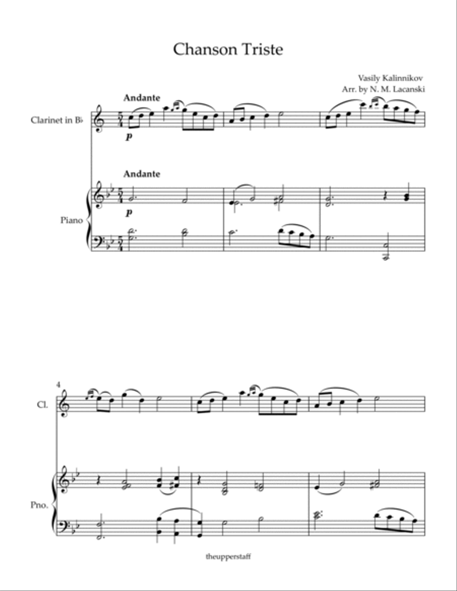 Chanson Triste B-Flat Clarinet scores gallery preview page 2