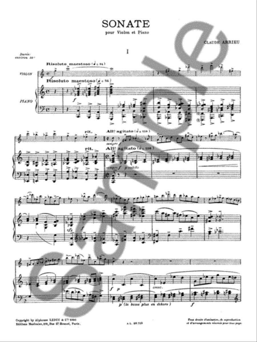 Sonate (violin & Piano) Violin Solo scores gallery preview page 2