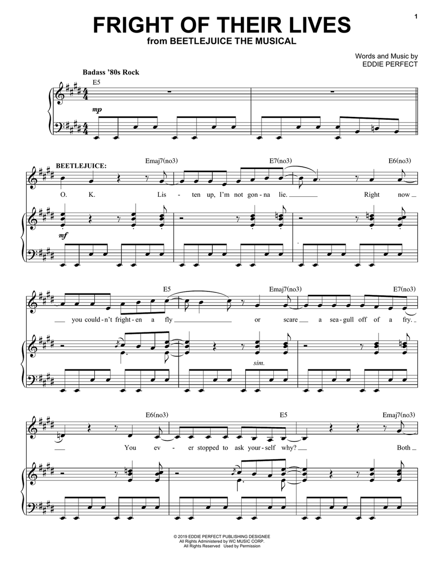 Fright Of Their Lives (from Beetlejuice The Musical) Piano, Vocal scores gallery preview page 1
