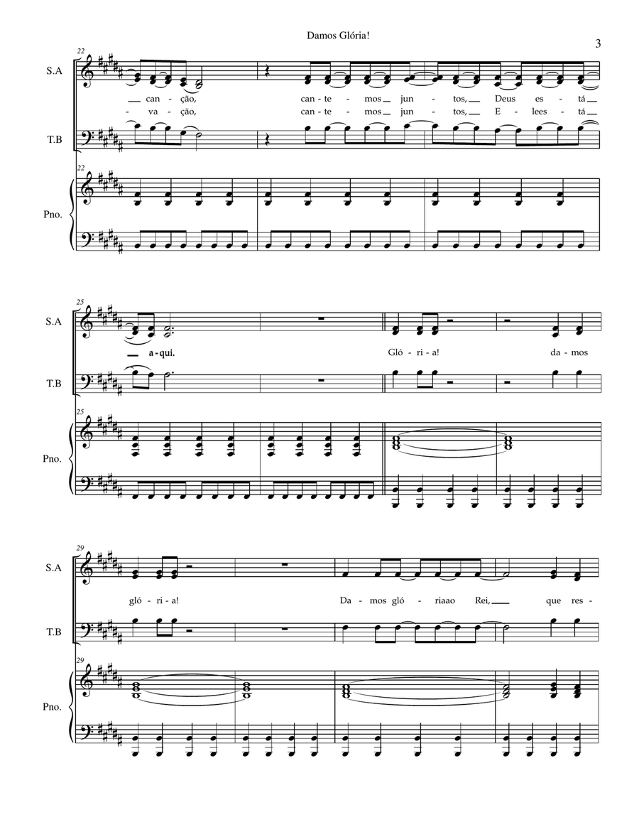 Damos Gloria (SATB com Piano) - PORTUGUES 4-Part scores gallery preview page 3