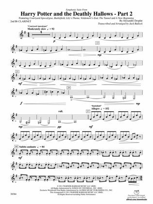 Harry Potter and the Deathly Hallows, Part 2, Symphonic Suite from: 2nd B-flat Clarinet