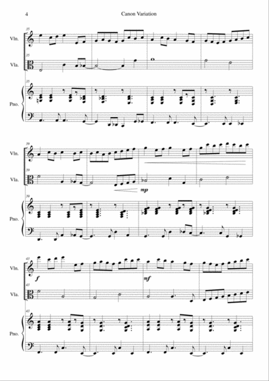 Canon Variation (Jazz Version) Viola scores gallery preview page 4
