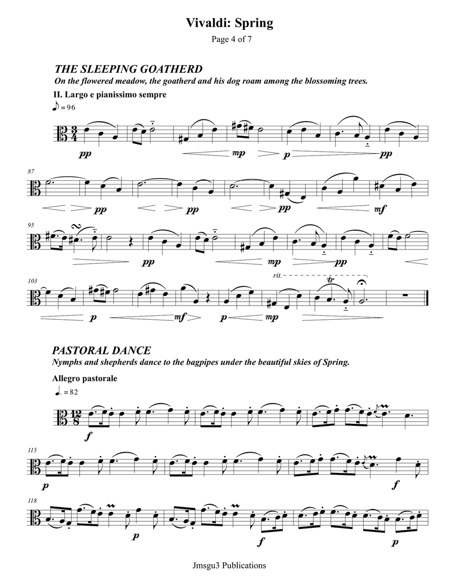 Vivaldi - The Four Seasons: Spring for Solo Viola Viola Solo scores gallery preview page 4
