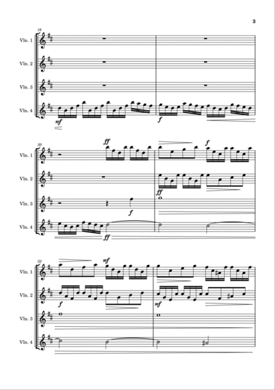 Vivaldi - L'Estro Armonico - Op.3 No.10 - Concerto for 4 Violins - RV 580: I. Allegro String Quartet scores gallery preview page 3