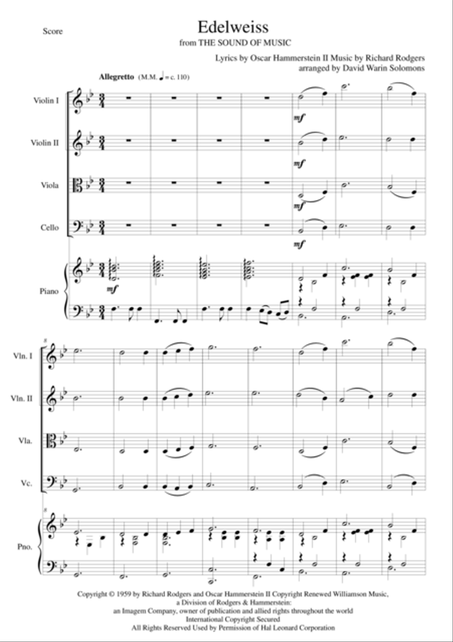 Edelweiss Piano Quintet scores gallery preview page 1