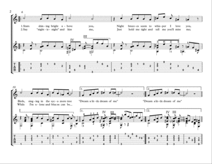 Dream A Little Dream Of Me Electric Guitar scores gallery preview page 2