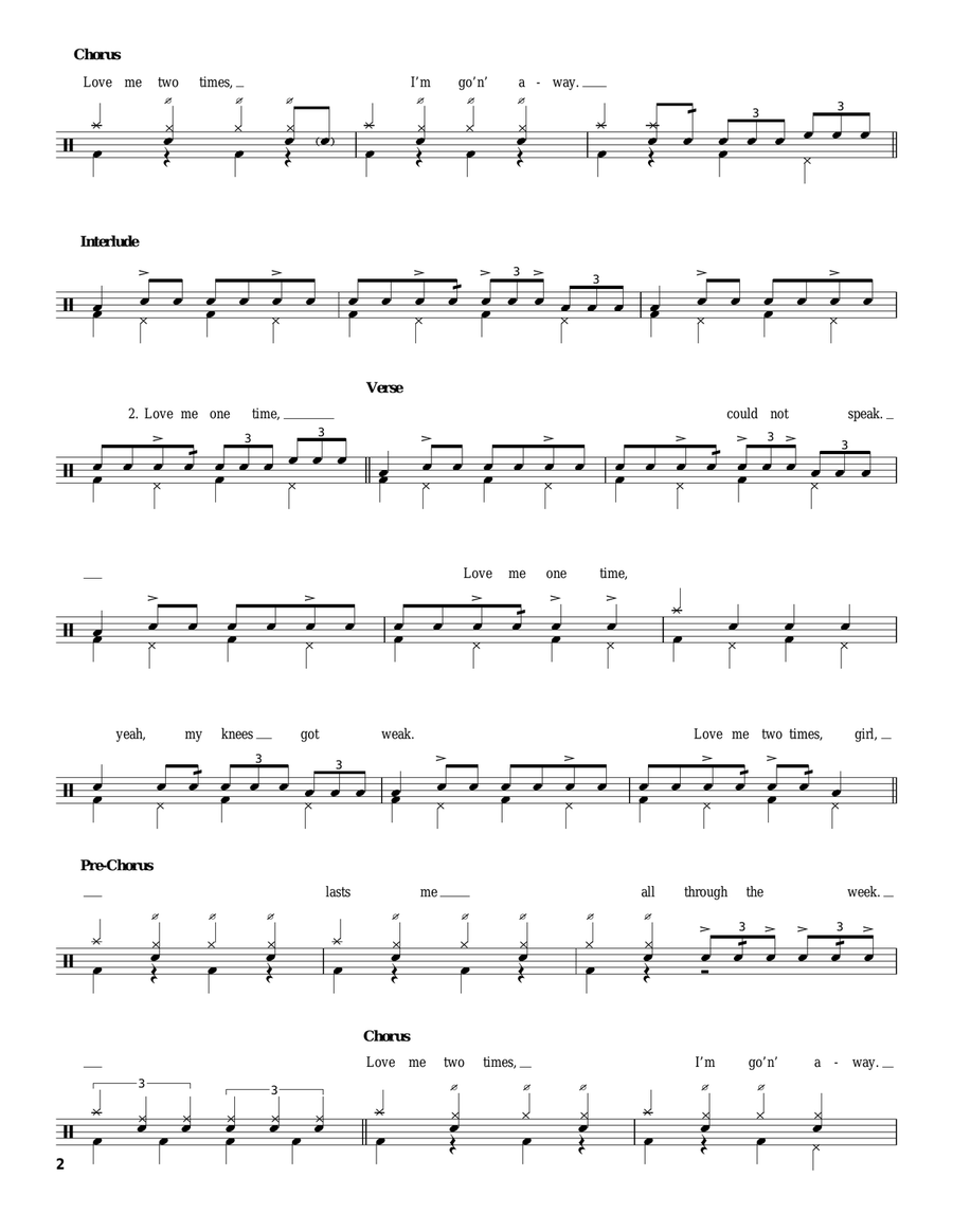 Love Me Two Times Love Me Two Times Drum Set scores gallery preview page 2