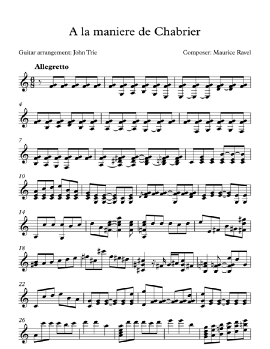 A la maniere de Chabrier A la maniere de Chabrier Acoustic Guitar scores gallery preview page 1