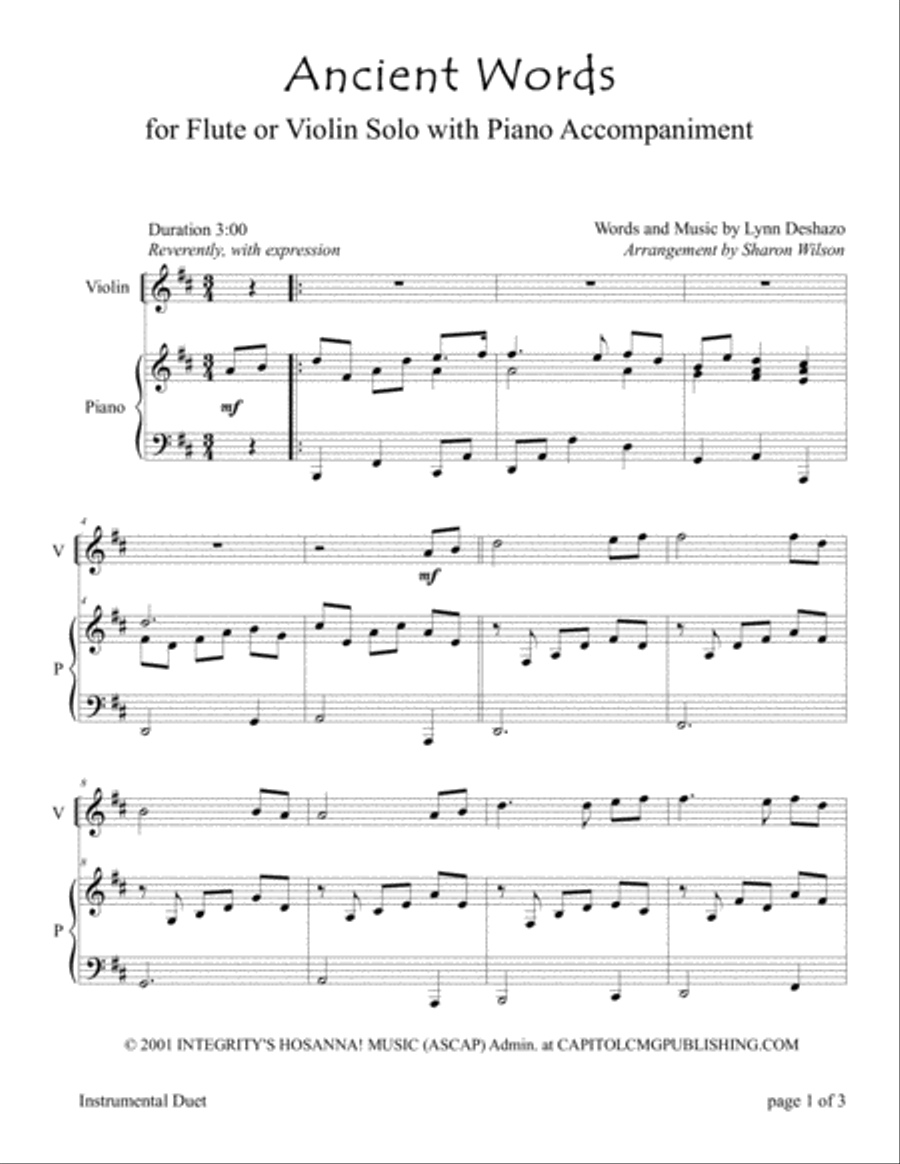 Ancient Words Violin Solo scores gallery preview page 2